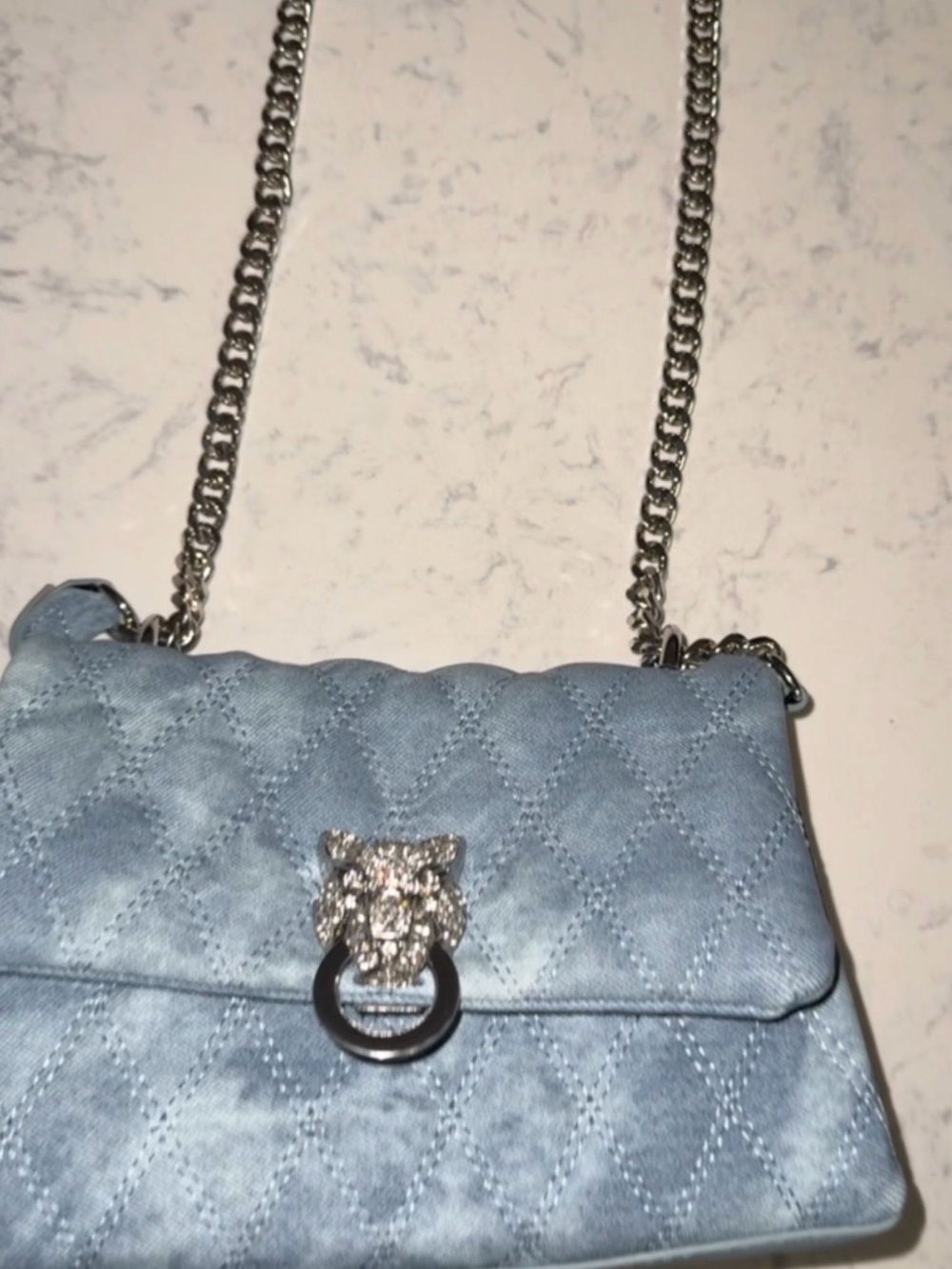 ALDO Quilted Light Blue Chain Shoulder Bag